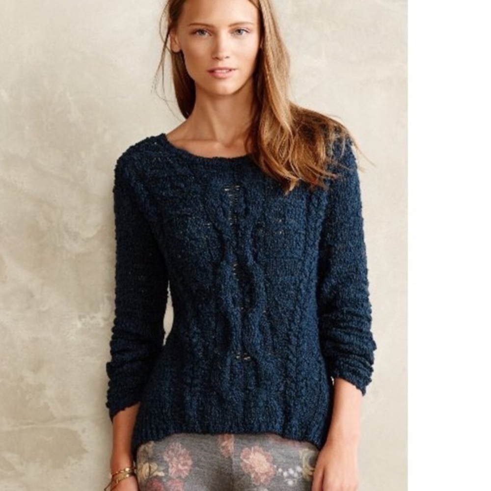 Anthropologie crossed cables pullover size S